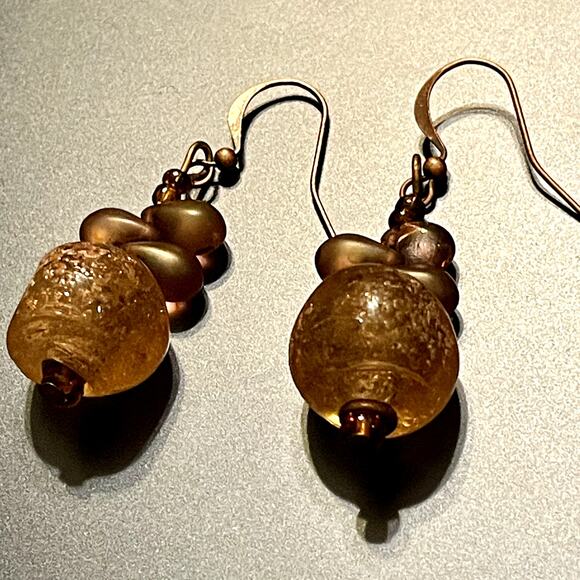 3 for $15 Clearance Copper Boho Beaded Glass Drop Earrings - Picture 3 of 7